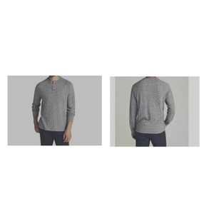 Faherty Luxe Long Sleeve Heather Henley Charcoal Organic Cotton Shirt Size XXL